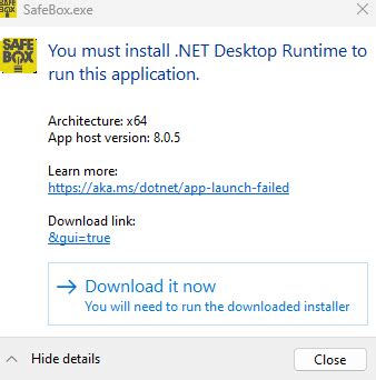 is .net desktop runtime safe|Can't launch my app because of 'you must install .NET Desktop .